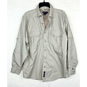 5.11 Tactical Shirt Vented Button Up Long Sleeve Tan Mens Size M Extra Pockets